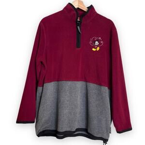 Vintage Disney Embroidered Color Block 1/4 Zip Pullover Fleece Women's Size L